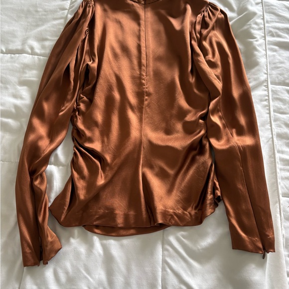 A.L.C. Rich Brown Ruched Blouse - Picture 3 of 8